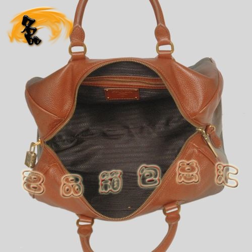 8599 Prada時尚新款休閑女包 普拉達經典手提包 Prada斜挎包 黑配啡色