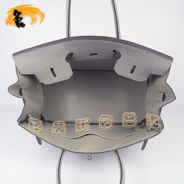 6089 Hermes最新款 手提包 Hermes Birkin 鉑金包 愛馬仕鱷魚紋(35cm) 灰色金扣