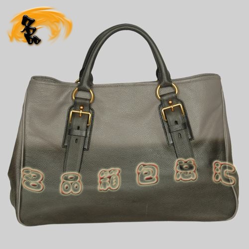 8602 Prada熱銷1:1品質女包 普拉達高檔牛皮手提包 Prada斜挎包 黑配灰色
