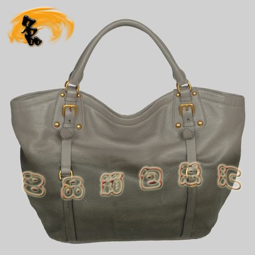 8612 Prada熱銷1:1品質女包 普拉達經典牛皮手提包 Prada肩包 黑配灰色