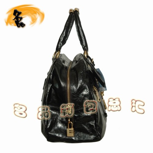 081117 Prada高檔女包 普拉達經典時尚全皮手提包 Prada肩包 黑色