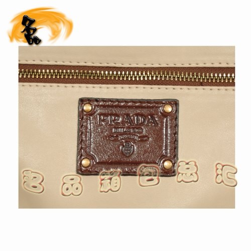 081117 Prada高檔女包 普拉達經典時尚全皮手提包 Prada肩包 啡色