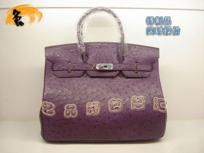 00491 鴕鳥(niǎo)皮手提包 Hermes Birkin 鉑金包 Hermes 女包 紫色 專(zhuān)業(yè)訂制品 實(shí)時(shí)報(bào)價(jià)