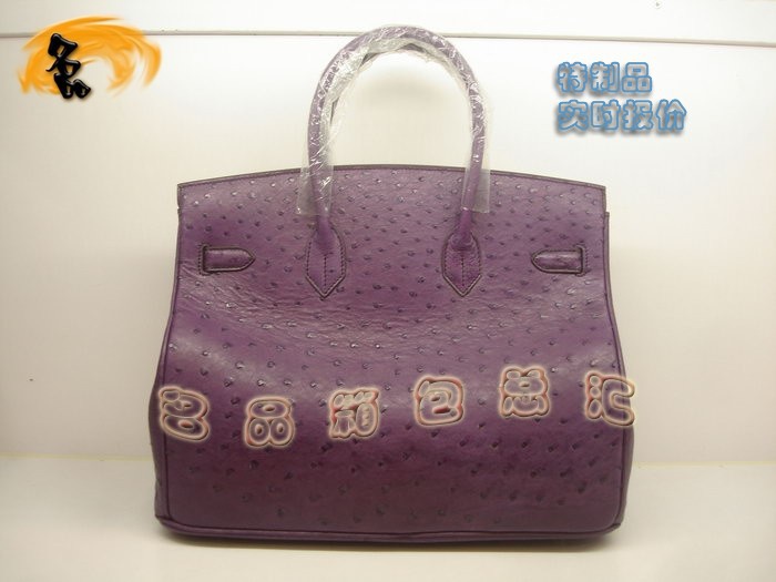 00491 鴕鳥(niǎo)皮手提包 Hermes Birkin 鉑金包 Hermes 女包 紫色 專(zhuān)業(yè)訂制品 實(shí)時(shí)報(bào)價(jià)
