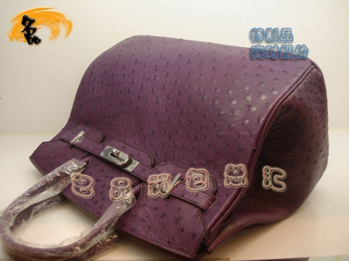 00491 鴕鳥(niǎo)皮手提包 Hermes Birkin 鉑金包 Hermes 女包 紫色 專(zhuān)業(yè)訂制品 實(shí)時(shí)報(bào)價(jià)