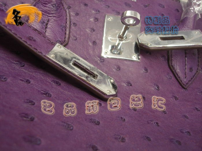 00491 鴕鳥(niǎo)皮手提包 Hermes Birkin 鉑金包 Hermes 女包 紫色 專(zhuān)業(yè)訂制品 實(shí)時(shí)報(bào)價(jià)