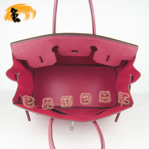 6089 Hermes Birkin 鉑金包 愛馬仕最新款珍珠紋手提包 35 Hermes女包 紅色銀扣
