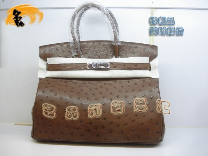 04595 鴕鳥皮手提包 Hermes Birkin 鉑金包 Hermes 女包 啡色 專業訂制品 實時報價