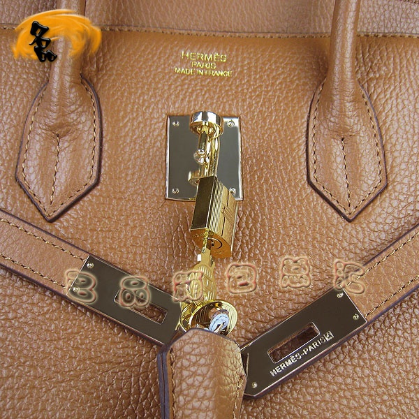 6089 Hermes Birkin 鉑金包 愛馬仕經典荔枝紋 手提包 35 Hermes女包 淺啡金扣