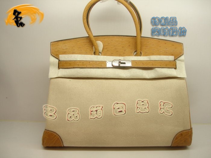 01289 帆布包 Hermes Birkin 鉑金包 Hermes 女包 真鴕鳥皮 米白色 訂制品 實時報價