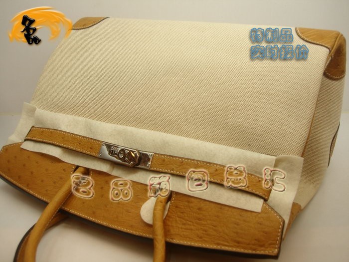01289 帆布包 Hermes Birkin 鉑金包 Hermes 女包 真鴕鳥皮 米白色 訂制品 實時報價