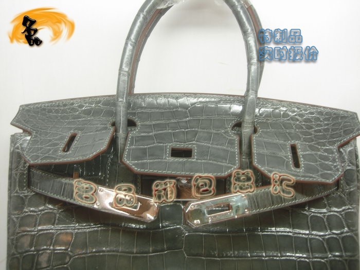 05600 Hermes Birkin 鉑金包 Hermes 女包 真鱷魚皮 深灰色 手提包 訂制品 實時報價