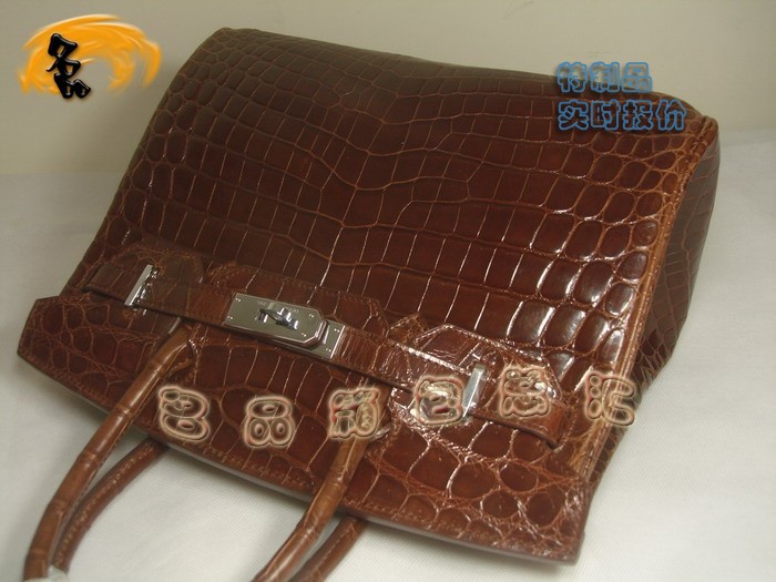 08159 Hermes Birkin 鉑金包 Hermes 女包 真鱷魚皮 手提包 深啡色 訂制品 實時報價