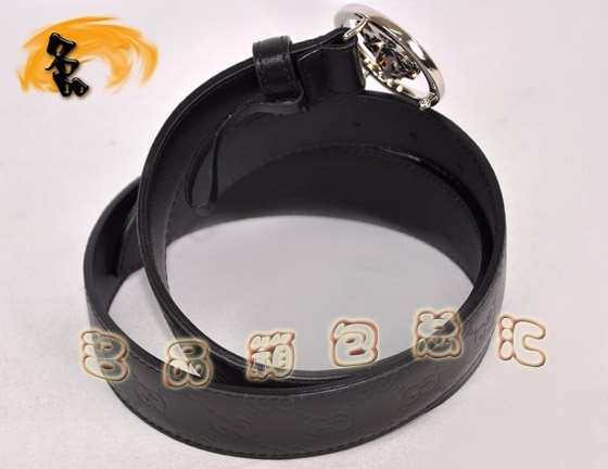 181194 正品品質 Gucci進口高檔牛皮雙G壓花男士皮帶 Gucci皮帶 Gucci腰帶