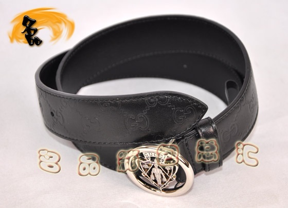 181194 正品品質 Gucci進口高檔牛皮雙G壓花男士皮帶 Gucci皮帶 Gucci腰帶