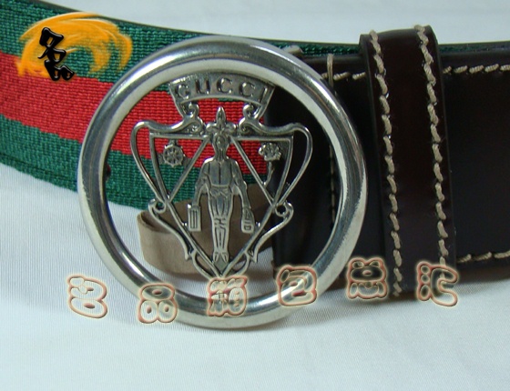 181194 古奇最新款 Gucci皮帶 Gucci進口高檔牛皮配紅綠織帶男士皮帶 Gucci腰帶