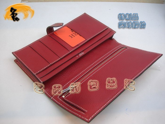 04618 Hermes最新款 Hermes真鱷魚皮 時尚女士錢夾 愛馬仕長款錢包 紅色 實時報價