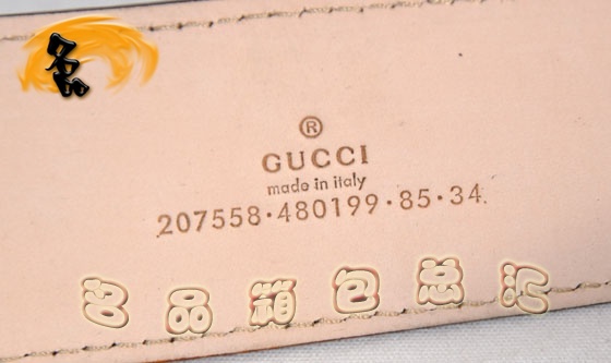 207558 Gucci皮帶 Gucci最新款 古奇經典雙G防水水晶面料男士皮帶 Gucci腰帶