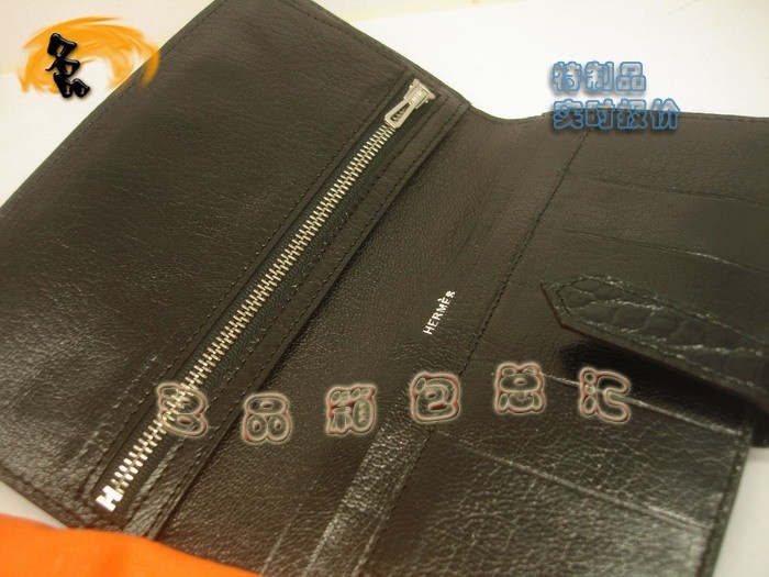 05389 Hermes最新款 Hermes真鱷魚皮 時尚女士錢夾 愛馬仕長款錢包 黑色 實時報價