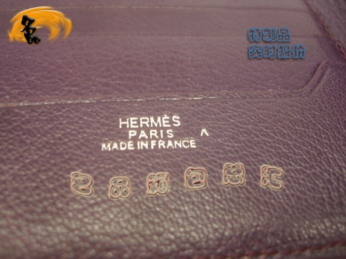 07486 Hermes錢包 Hermes真鱷魚皮 最新款短款錢包 愛馬仕錢夾 深紫色