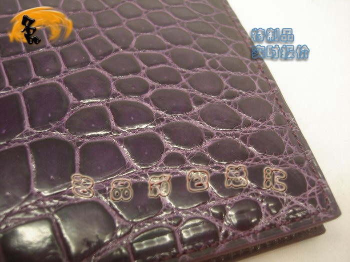 07486 Hermes錢包 Hermes真鱷魚皮 最新款短款錢包 愛馬仕錢夾 深紫色