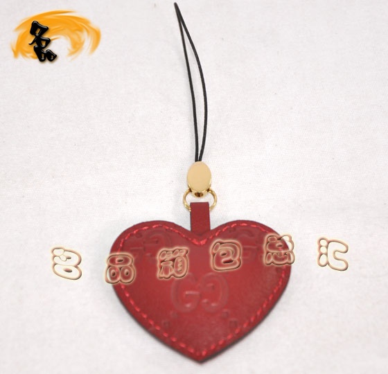 212548 Gucci進口牛皮雙G壓花女士掛件 Gucci心形手機掛件 掛飾 Gucci飾品 紅色