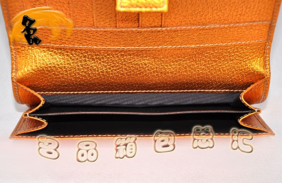 112715 Gucci經(jīng)典雙G花布女士錢夾 Gucci長款錢包 Gucci女包 錢包 杏配橙色