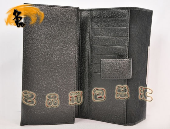 112715 Gucci經(jīng)典雙G花布女士錢夾 Gucci長款錢包 Gucci女包 錢包 黑色