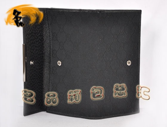 112715 Gucci經(jīng)典雙G花布女士錢夾 Gucci長款錢包 Gucci女包 錢包 黑色