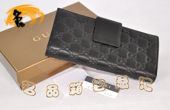 152747 Gucci錢(qián)包 Gucci進(jìn)口牛皮雙G壓花時(shí)尚休閑女包 Gucci長(zhǎng)款錢(qián)包 黑色