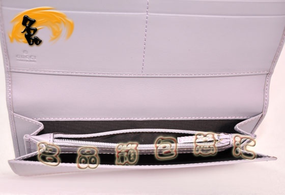 181595 古奇經(jīng)典雙G帆布女士錢(qián)夾 Gucci長(zhǎng)款錢(qián)包 Gucci女包 一比一品質(zhì) 杏配淺紫色
