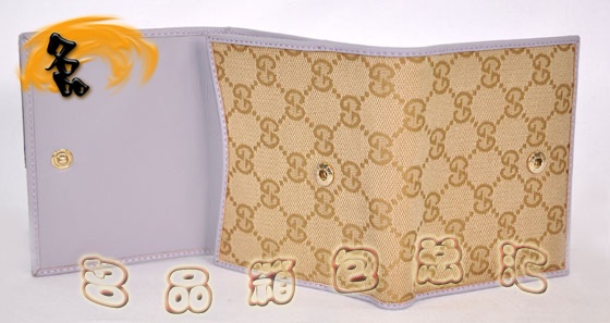 181594 古奇經(jīng)典雙G帆布女士錢(qián)夾 Gucci短款錢(qián)包 女包 一比一品質(zhì) 杏配淺紫色