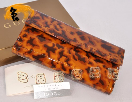 190350 Gucci錢(qián)包 Gucci最新款豹紋漆皮女士錢(qián)夾 Gucci長(zhǎng)款錢(qián)包 淺啡色