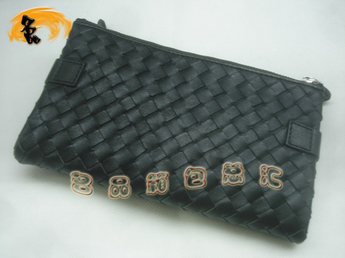 08742 Bottega Veneta羊皮編織錢包 BV手拿包 Bottega長(zhǎng)款錢包 卡包 黑色