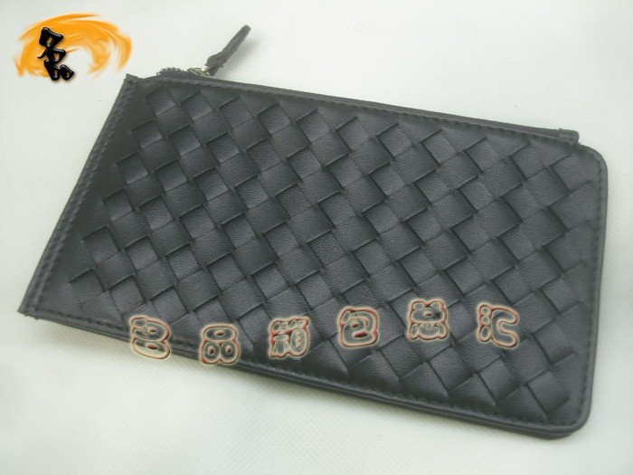 08694 Bottega Veneta羊皮手工編織錢包 BV卡夾 Bottega長款錢包 卡包 黑色
