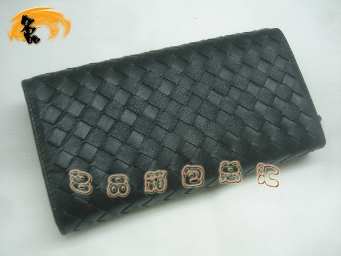 08799 Bottega Veneta經(jīng)典羊皮編織工藝 寶緹嘉錢包 BV錢夾 Bottega長款錢包 黑色