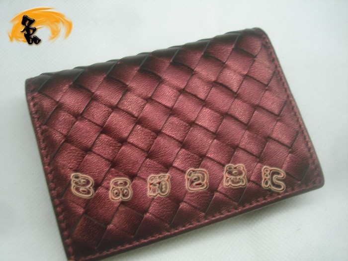 08826 Bottega Veneta經典羊皮編織工藝 寶緹嘉卡夾 BV錢包 Bottega卡包 棗紅色