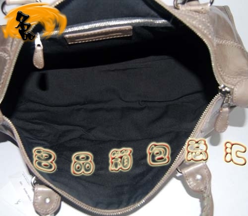 084824 Balenciaga手提包 最新款皮釘花邊牛皮時尚休閑女包 巴黎世家女包 銀灰色