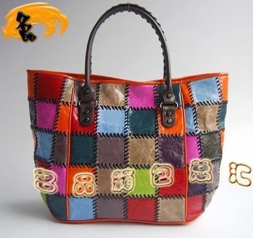 084609 Balenciaga最新款 拼色牛皮時尚女士手提包 巴黎世家女包 正品品質 橙色