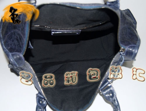 084324 Balenciaga單肩包 Balenciaga羊皮女包 機車包 巴黎世家手提包 海軍藍