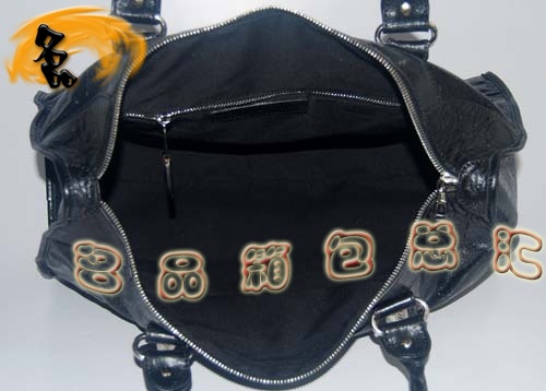 084324A 一比一品質 巴黎世家新款羊皮銀釘手提包 Balenciaga機車包 黑色