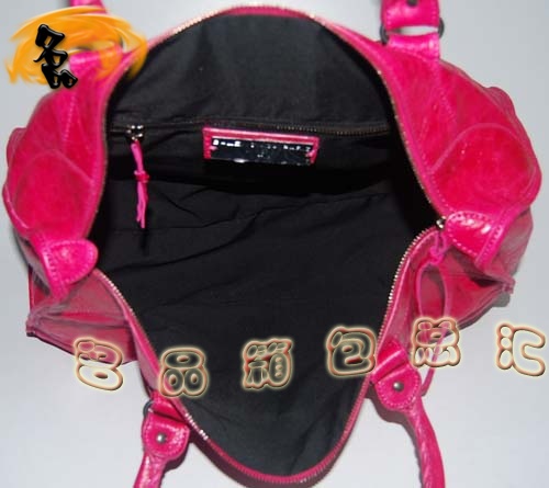 084324 Balenciaga單肩包 Balenciaga羊皮女包 機車包 巴黎世家手提包 桃紅色