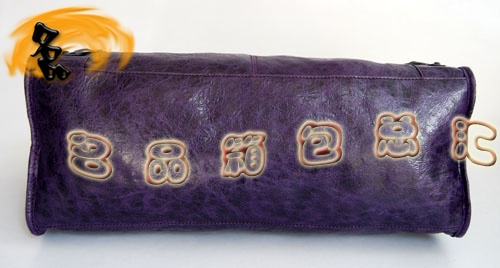 084324 Balenciaga單肩包 Balenciaga羊皮女包 機車包 巴黎世家手提包 深紫色