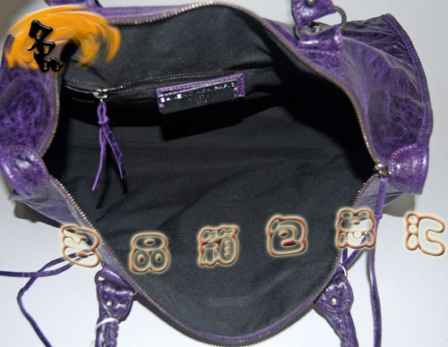 084324 Balenciaga單肩包 Balenciaga羊皮女包 機車包 巴黎世家手提包 深紫色