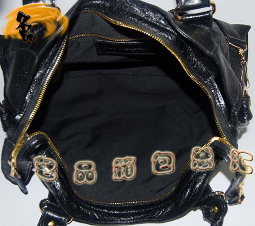 084328B Balenciaga單肩包 機車包 巴黎世家手提包 進口羊皮大金釘女包 黑色