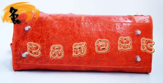 084328A Balenciaga單肩包 Balenciaga機車包 巴黎世家手提包 進口羊皮女包 橙色