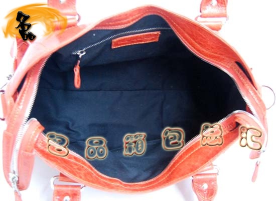 084328A Balenciaga單肩包 Balenciaga機車包 巴黎世家手提包 進口羊皮女包 橙色