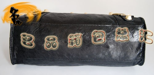 084332B Balenciaga機車包 單肩包 巴黎世家手提包 進口羊皮大金釘時尚女包 黑色