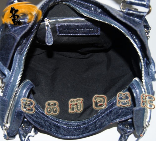 084332A Balenciaga機車包 單肩包 巴黎世家手提包 進口羊皮大銀釘時尚女包 深紫色