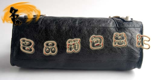 084332A Balenciaga機車包 單肩包 巴黎世家手提包 進口羊皮大銀釘時尚女包 黑色